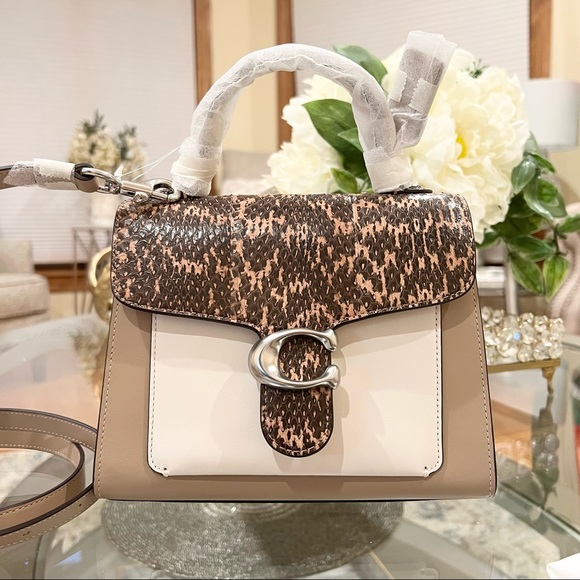 Coach Tabby 20 Top Handle In Colorblock With Snakeskin Detail Crossbody Bag 3787 - Picture 13 of 14